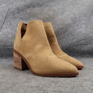 BP Shoes Womens 8 Bootie Fashion Block Heel Cut Out Zip Almond Toe Brown Brynne